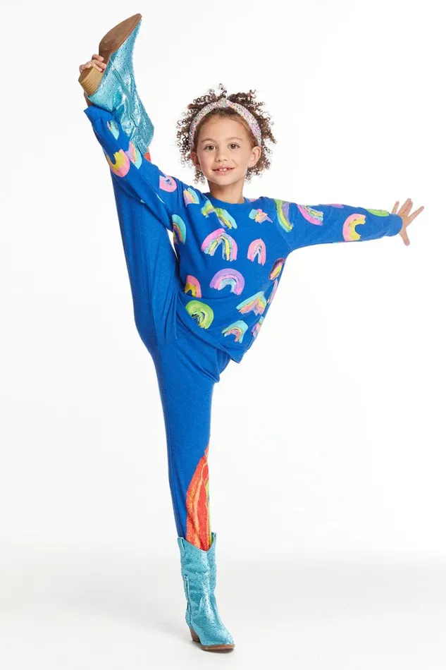 Kids Girls Chaser Brand Painted Rainbow Girls Cozy Knit Sweatpants