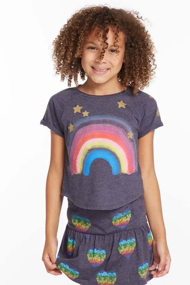 Kids Girls Chaser Brand Painted Rainbow Girls Tee