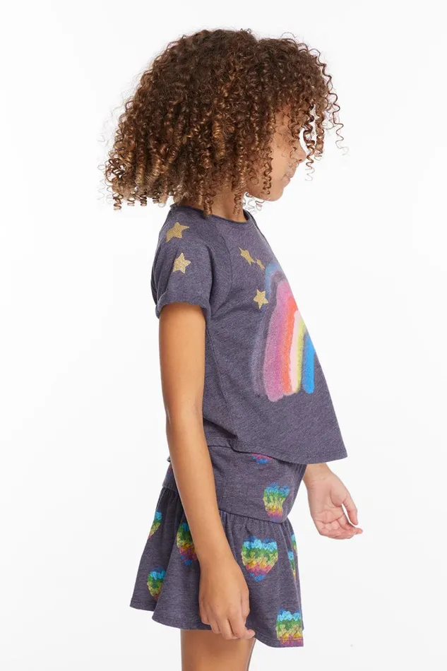 Kids Girls Chaser Brand Painted Rainbow Girls Tee