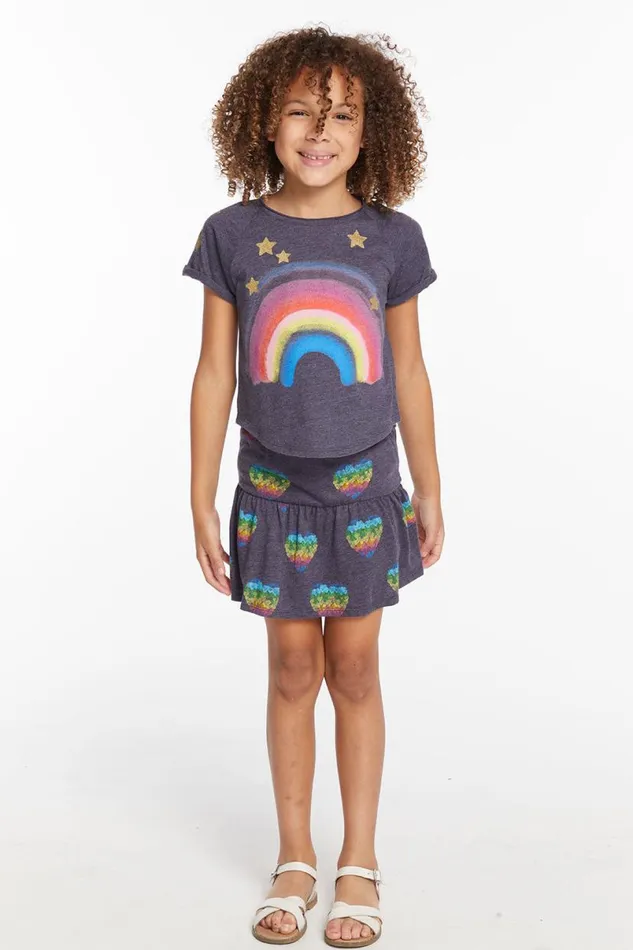 Kids Girls Chaser Brand Painted Rainbow Girls Tee