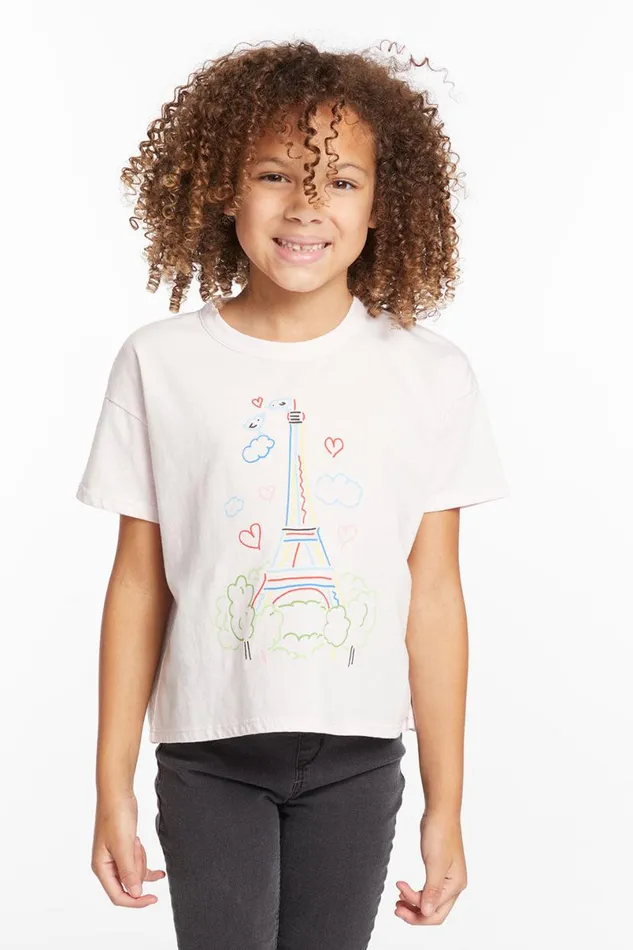 Kids Girls Chaser Brand Paris Sketch Girls Tee