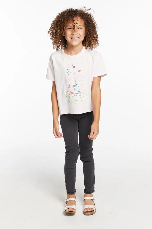 Kids Girls Chaser Brand Paris Sketch Girls Tee