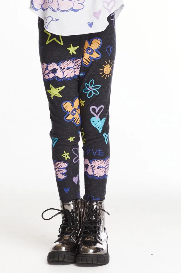 Kids Girls Chaser Brand Peace and Love Girls Cozy Knit Classic Legging