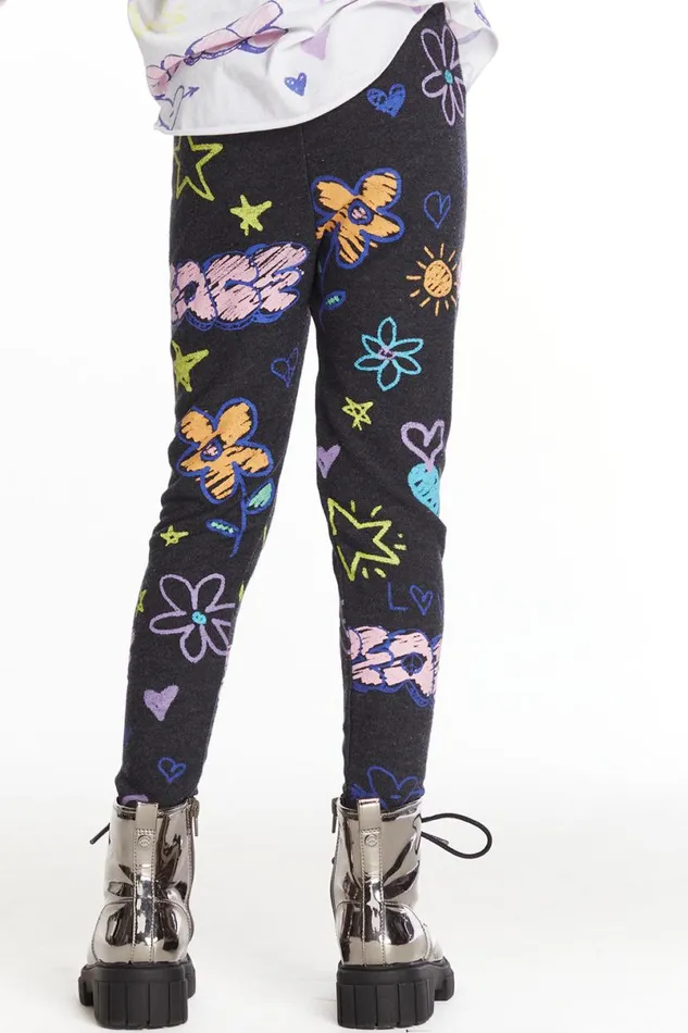 Kids Girls Chaser Brand Peace and Love Girls Cozy Knit Classic Legging