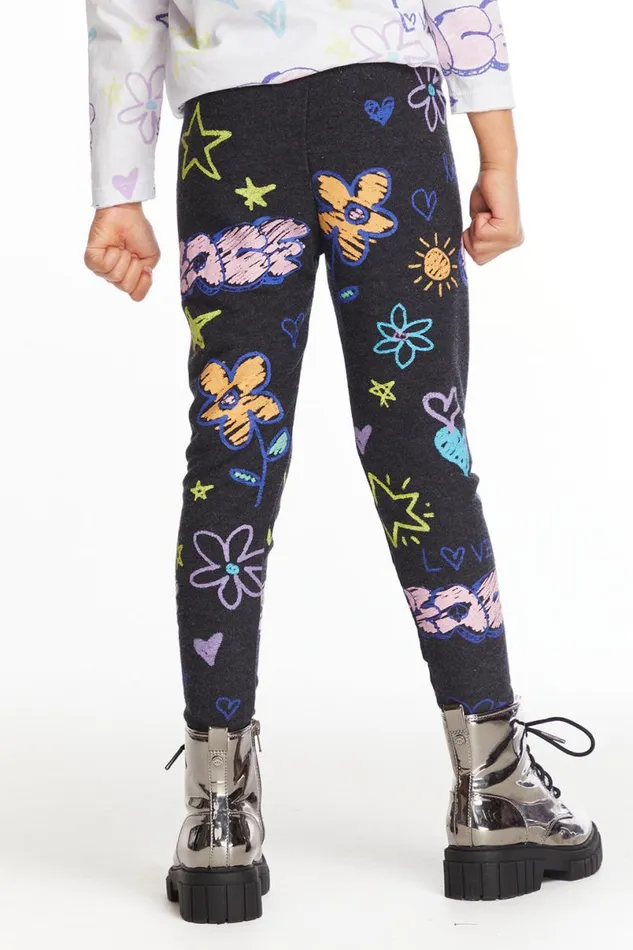 Kids Girls Chaser Brand Peace and Love Girls Cozy Knit Classic Legging
