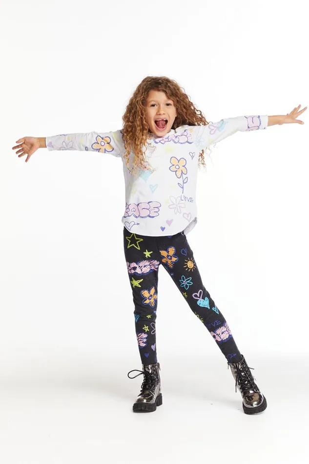 Kids Girls Chaser Brand Peace and Love Girls Cozy Knit Classic Legging