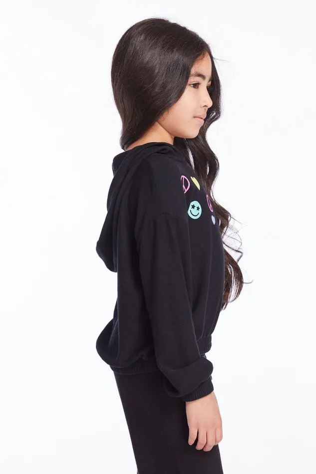 Kids Girls Chaser Brand Peace Love Happiness Girls Pullover Hoodie