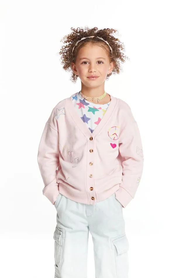 Kids Girls Chaser Brand Peace Love Smile Girls Cardigan