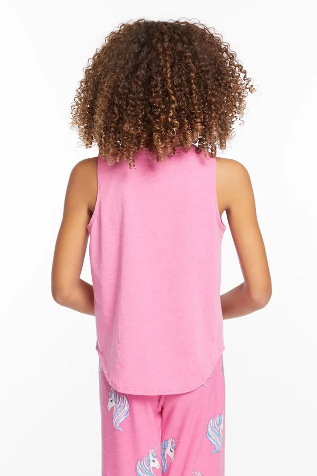 Kids Girls Chaser Brand Pretty Unicorn Girls Vintage Jersey Shirttail Muscle