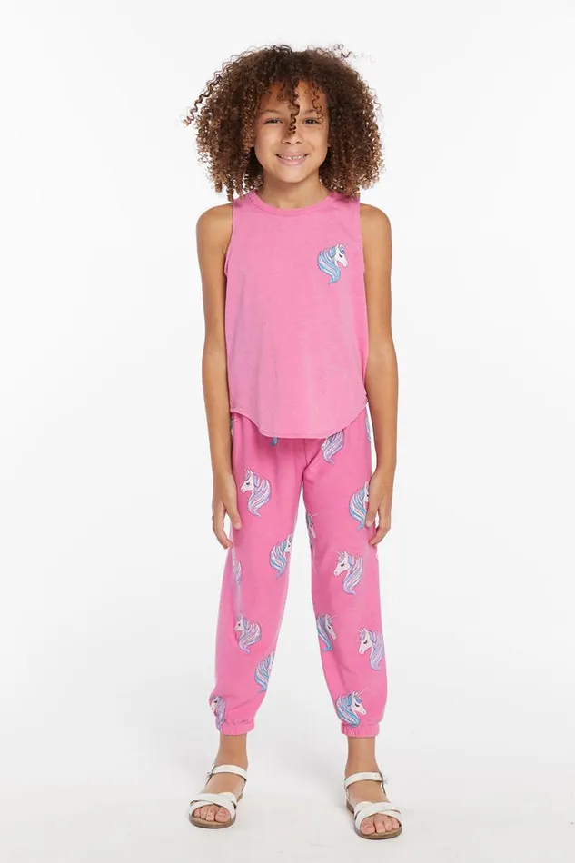Kids Girls Chaser Brand Pretty Unicorn Girls Vintage Jersey Shirttail Muscle