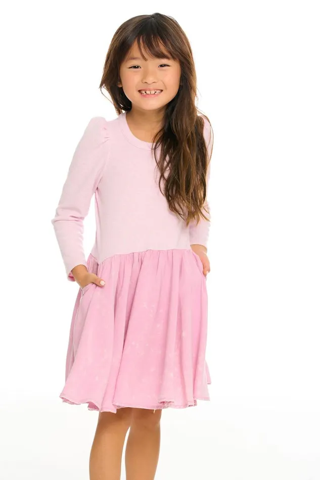 Kids Girls Chaser Brand Puff Long Sleeve Dress With Twirl Skirt