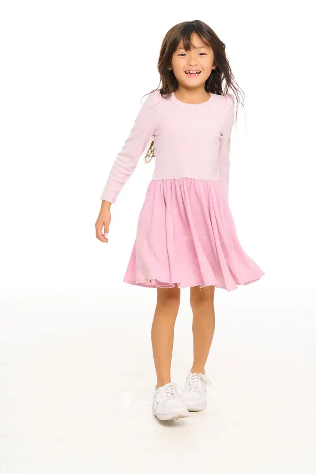 Kids Girls Chaser Brand Puff Long Sleeve Dress With Twirl Skirt