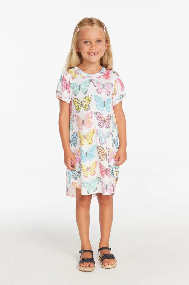 Kids Girls Chaser Brand Puff Sleeve 034She039s A Butterfly034 Dress