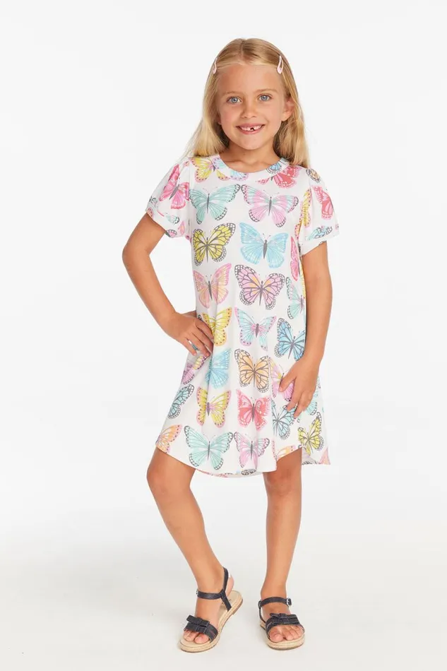 Kids Girls Chaser Brand Puff Sleeve 034She039s A Butterfly034 Dress