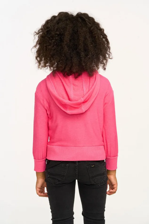 Kids Girls Chaser Brand Puffy Flamingo Pink Cozy Knit Zip Up Hoodie