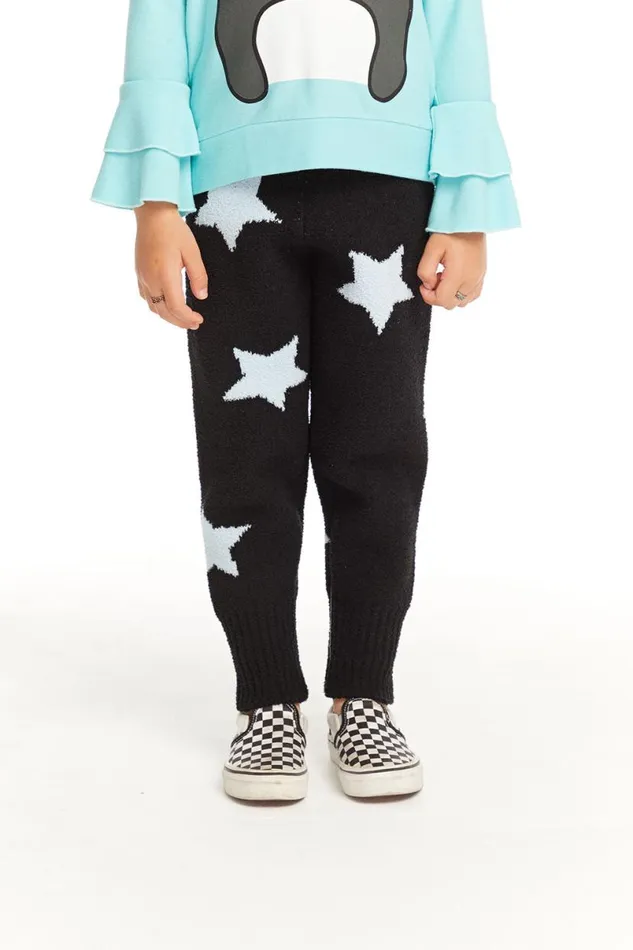 Kids Girls Chaser Brand Ribbed Panel Licorice Star Legging