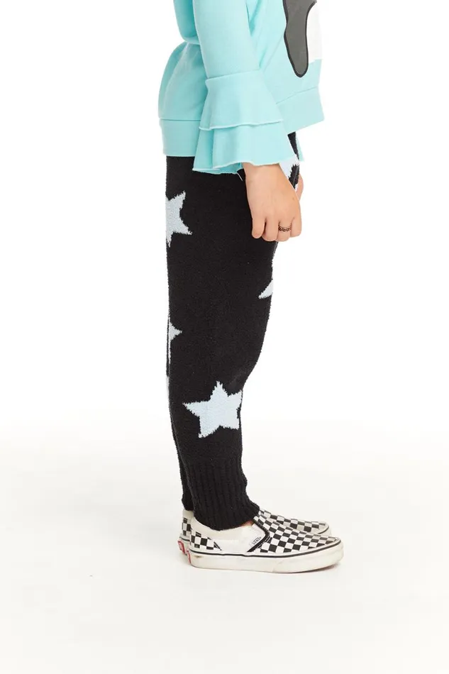 Kids Girls Chaser Brand Ribbed Panel Licorice Star Legging