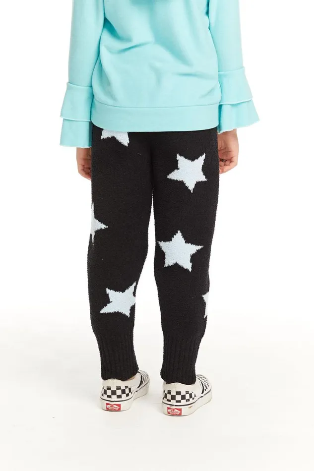 Kids Girls Chaser Brand Ribbed Panel Licorice Star Legging