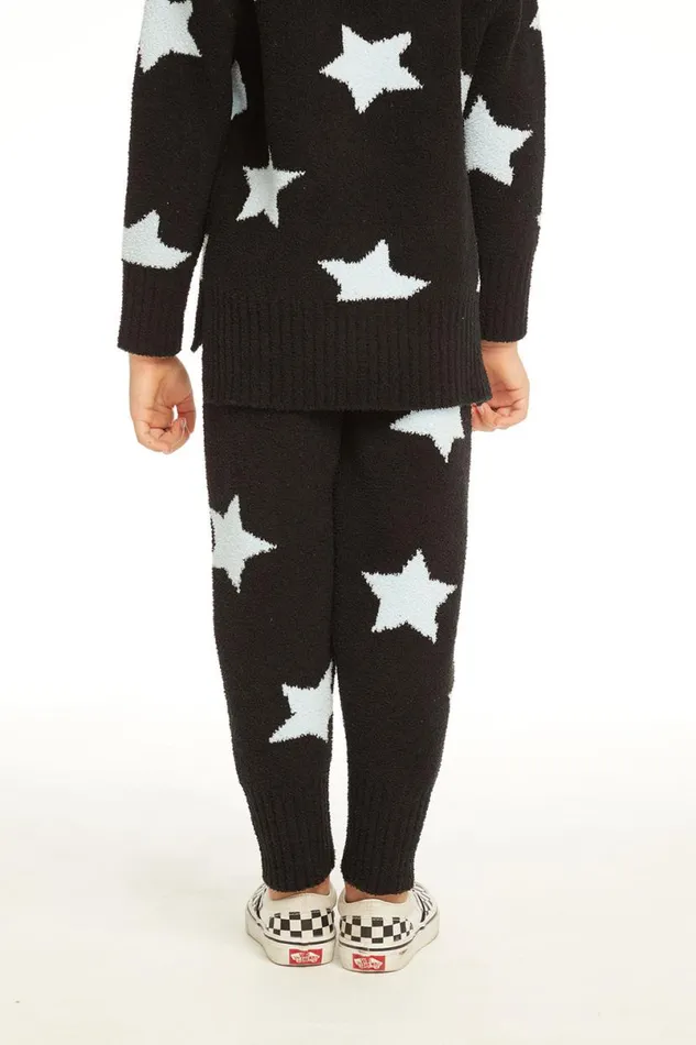 Kids Girls Chaser Brand Ribbed Panel Licorice Star Legging