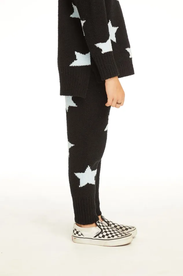Kids Girls Chaser Brand Ribbed Panel Licorice Star Legging