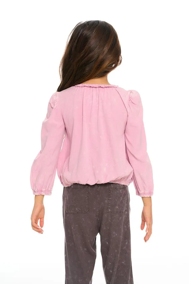 Kids Girls Chaser Brand Ruffle Neck Pocket Shirred Tee