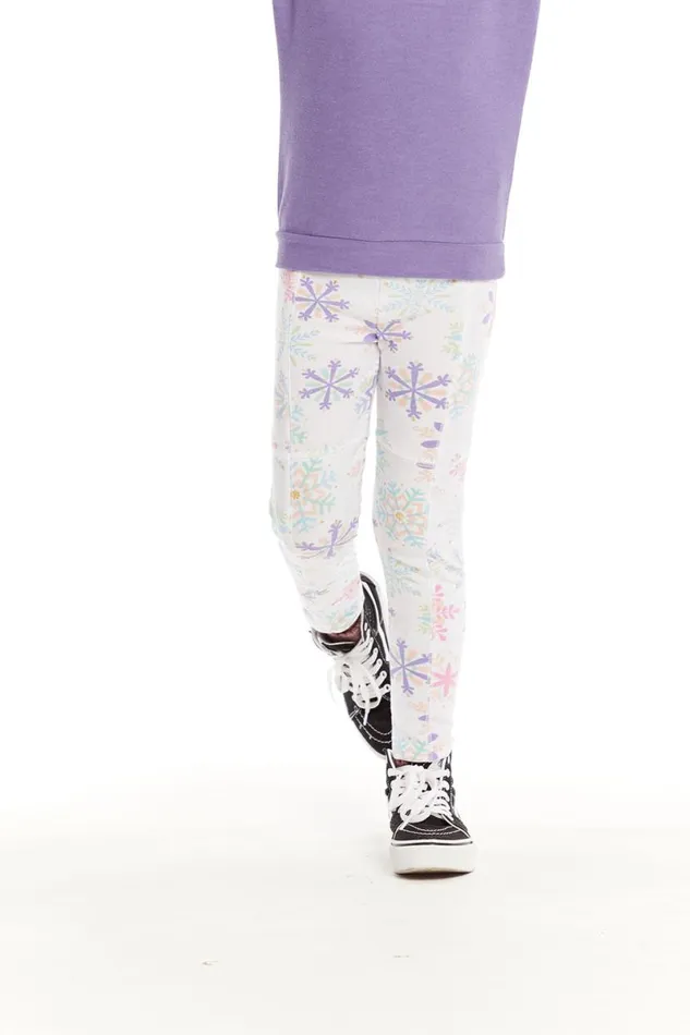 Kids Girls Chaser Brand Seamed Panel Snowflake Jogger
