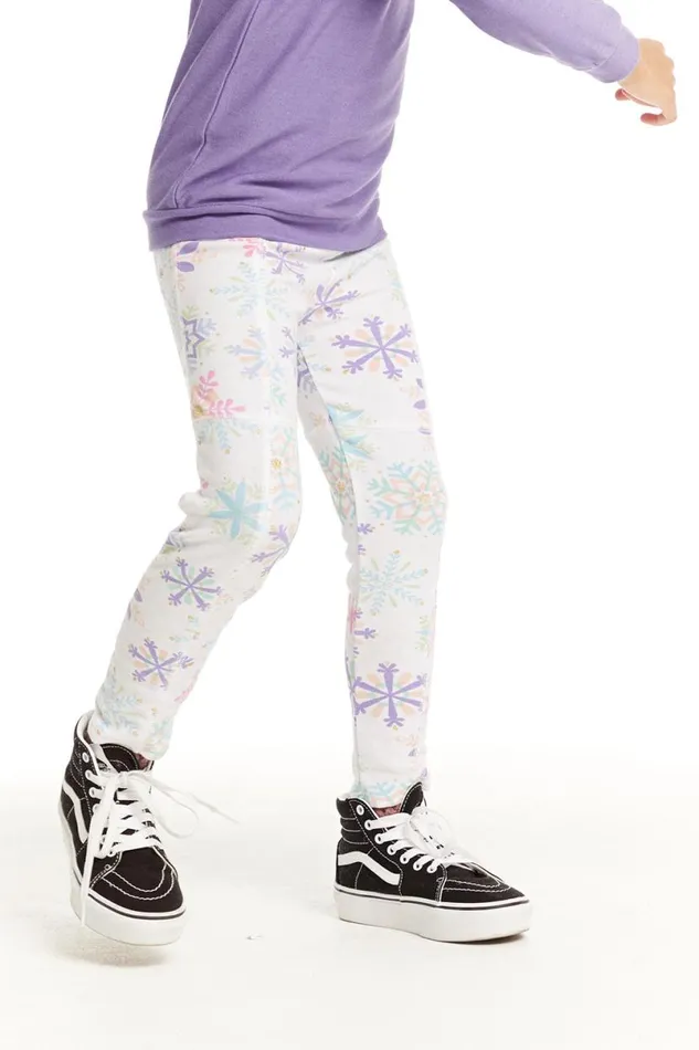 Kids Girls Chaser Brand Seamed Panel Snowflake Jogger