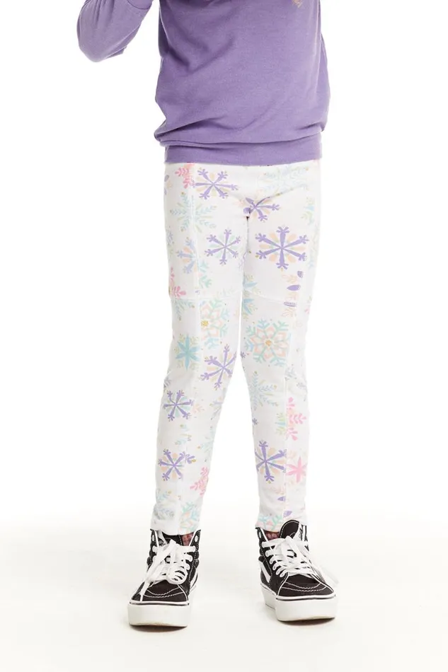 Kids Girls Chaser Brand Seamed Panel Snowflake Jogger
