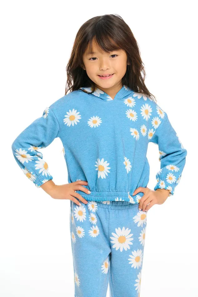 Kids Girls Chaser Brand Semi Cropped Shirred Hoodie Pullover