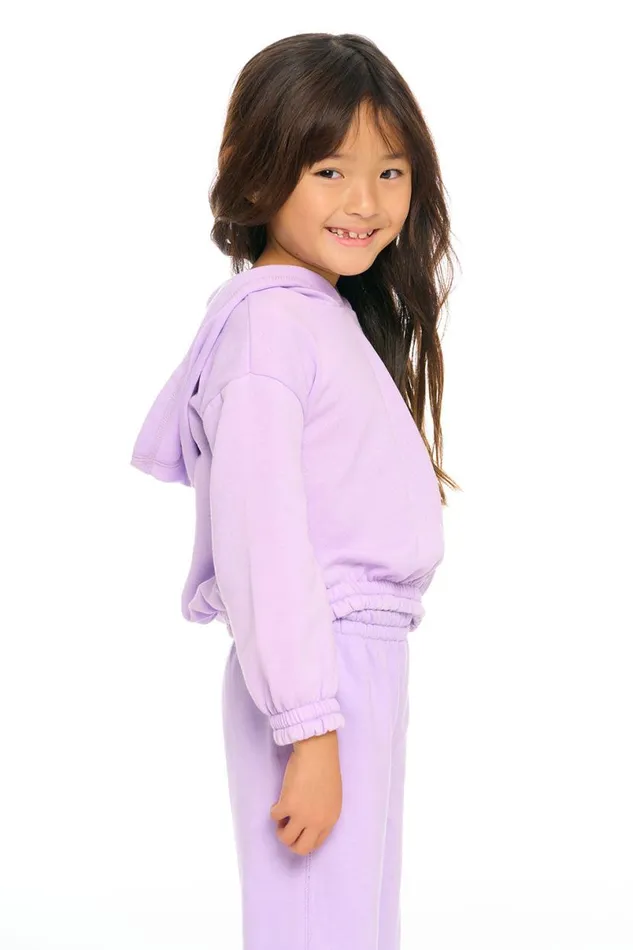 Kids Girls Chaser Brand Semi Cropped Shirred Hoodie Pullover