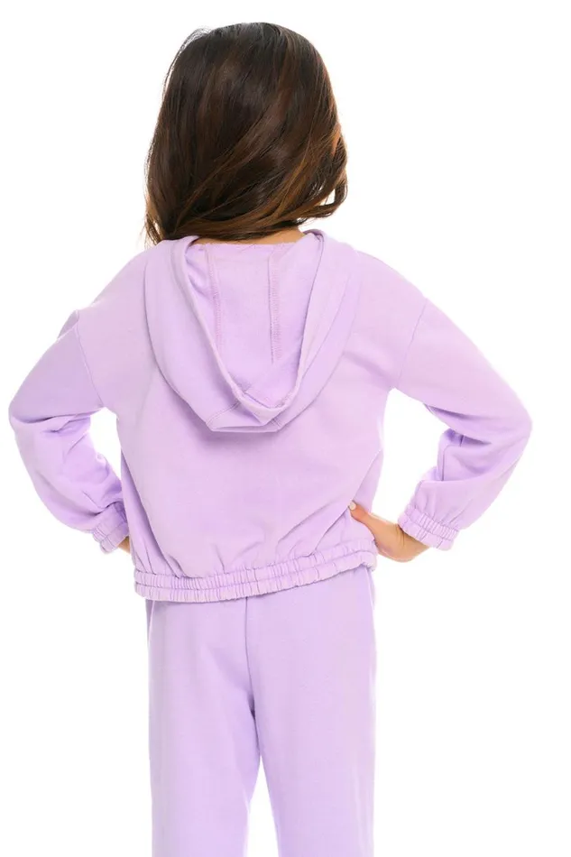Kids Girls Chaser Brand Semi Cropped Shirred Hoodie Pullover