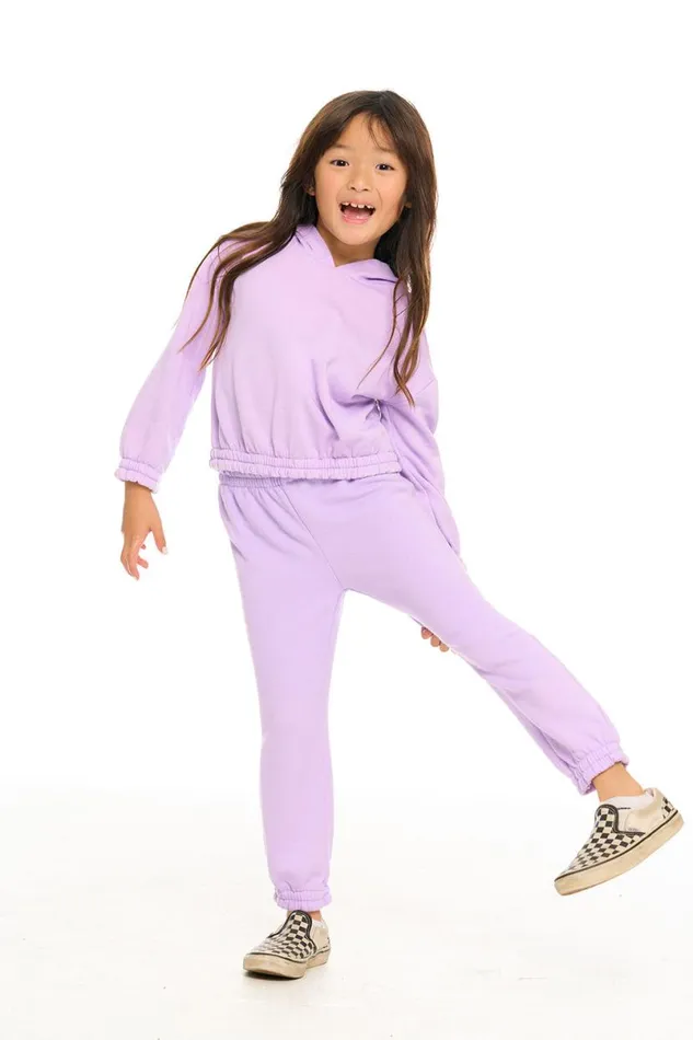 Kids Girls Chaser Brand Semi Cropped Shirred Hoodie Pullover