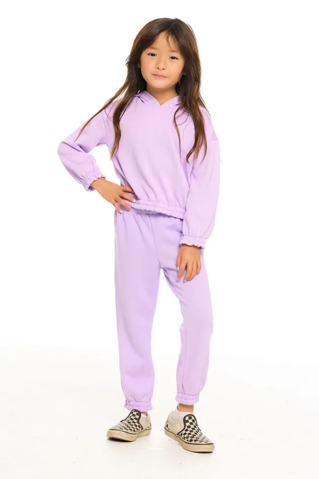 Kids Girls Chaser Brand Semi Cropped Shirred Hoodie Pullover