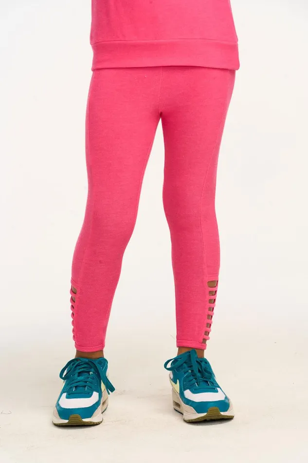 Kids Girls Chaser Brand Side Detail Flamingo Pink Leggings