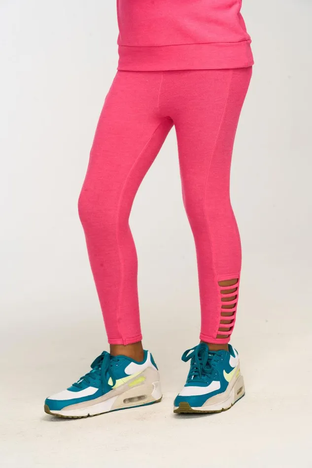 Kids Girls Chaser Brand Side Detail Flamingo Pink Leggings