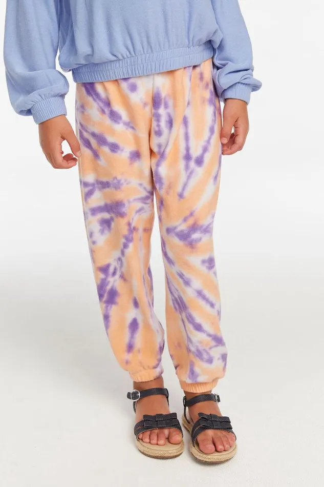 Kids Girls Chaser Brand Slim Peach Lavender Tie Dye Girls Slouchy Pant