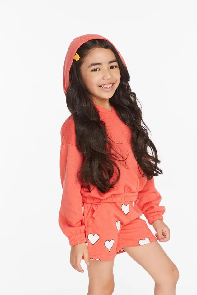 Kids Girls Chaser Brand Smiley Flower and Hearts Girls Pullover Hoodie