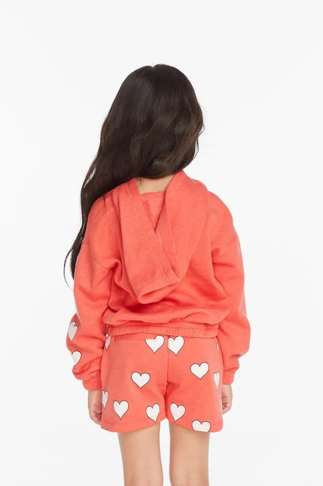 Kids Girls Chaser Brand Smiley Flower and Hearts Girls Pullover Hoodie