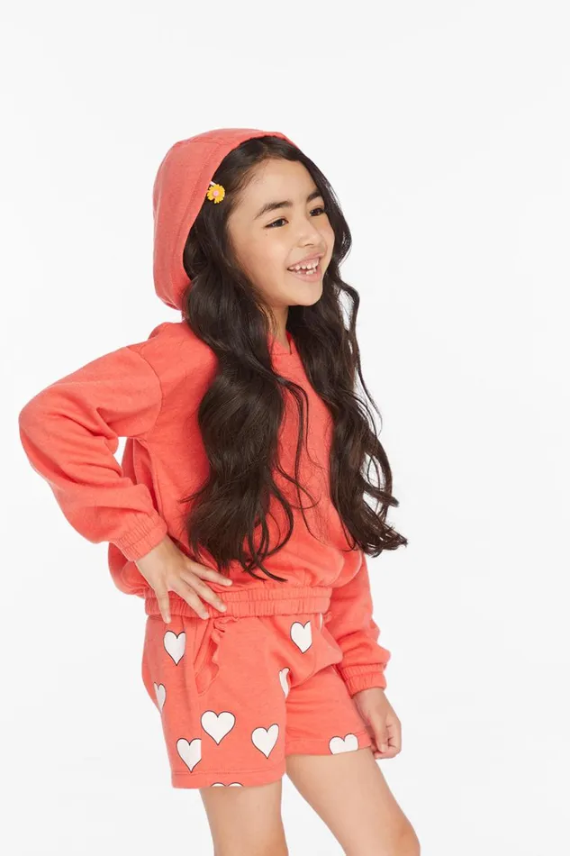 Kids Girls Chaser Brand Smiley Flower and Hearts Girls Pullover Hoodie