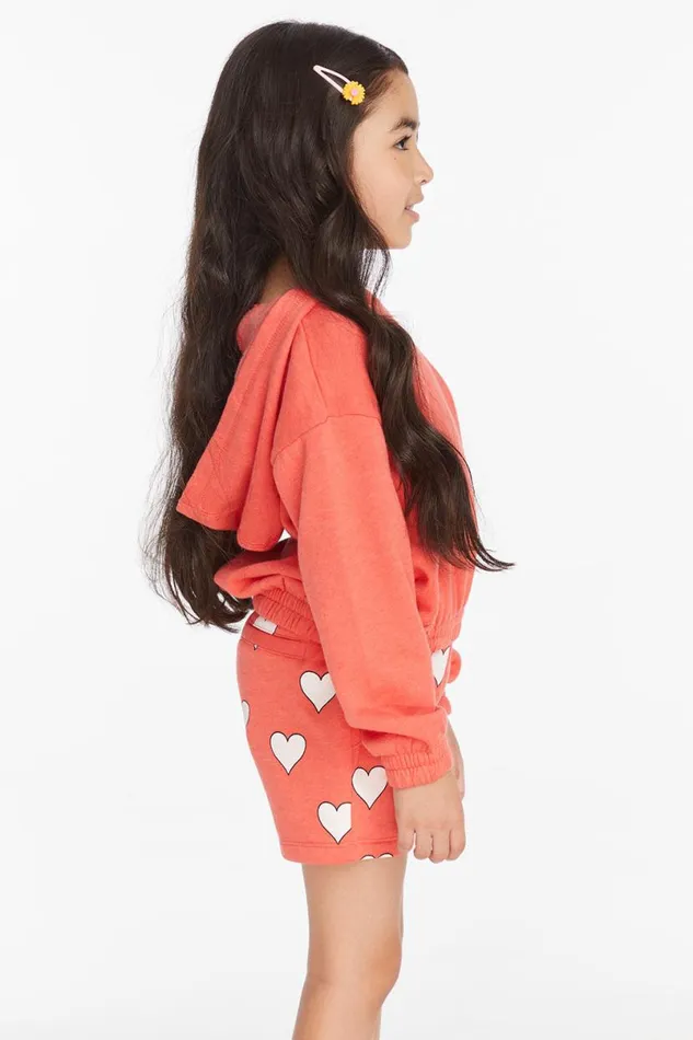 Kids Girls Chaser Brand Smiley Flower and Hearts Girls Pullover Hoodie