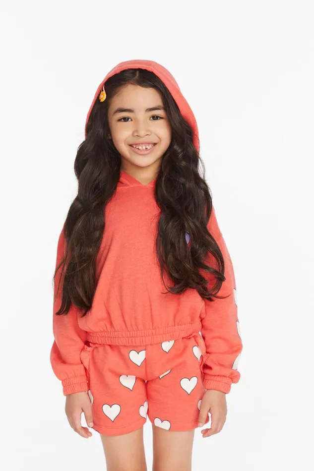 Kids Girls Chaser Brand Smiley Flower and Hearts Girls Pullover Hoodie