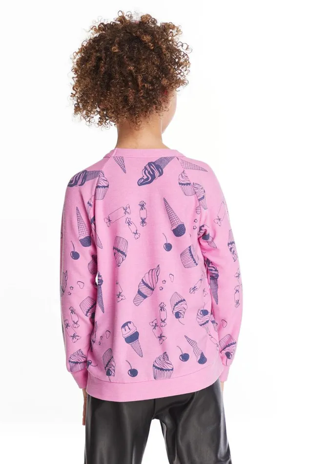 Kids Girls Chaser Brand Snack Time Girls Love Knit Raglan Pullover