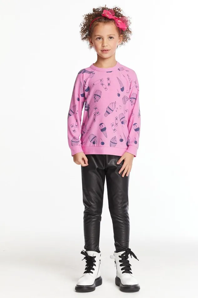 Kids Girls Chaser Brand Snack Time Girls Love Knit Raglan Pullover