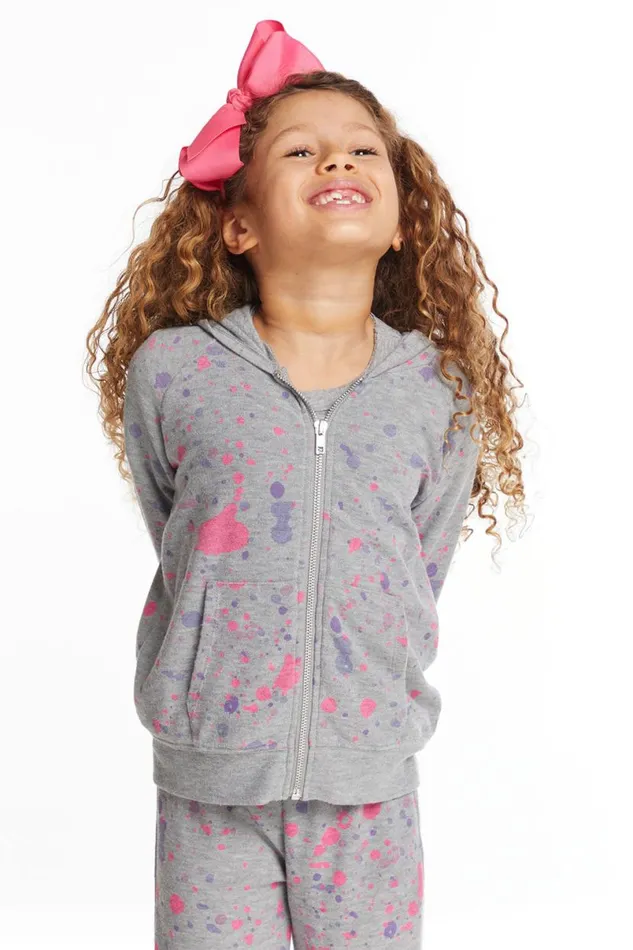 Kids Girls Chaser Brand Splatter Paint Zipup Hoodie