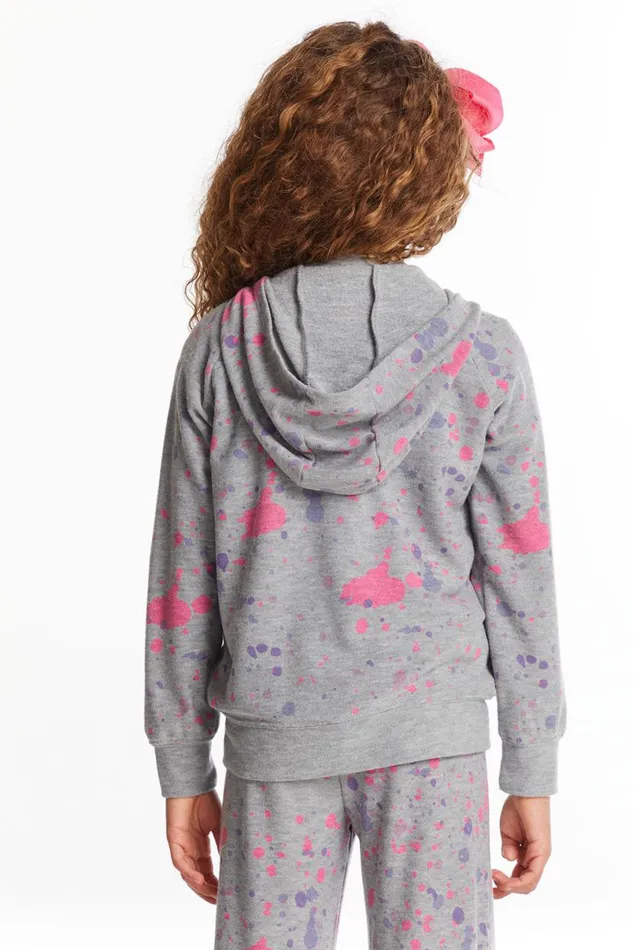 Kids Girls Chaser Brand Splatter Paint Zipup Hoodie
