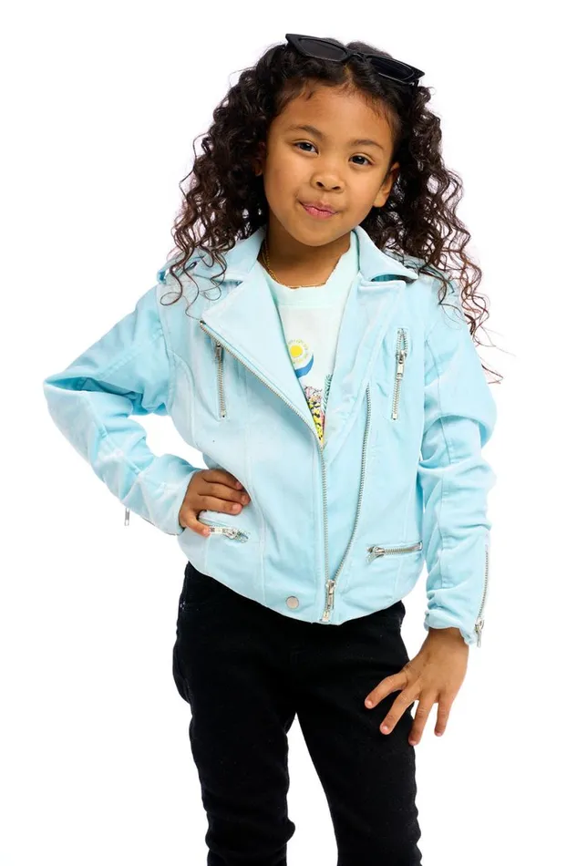 Kids Girls Chaser Brand Stretch Velvet Moto Jacket