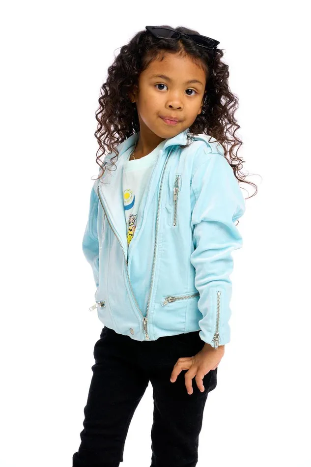 Kids Girls Chaser Brand Stretch Velvet Moto Jacket