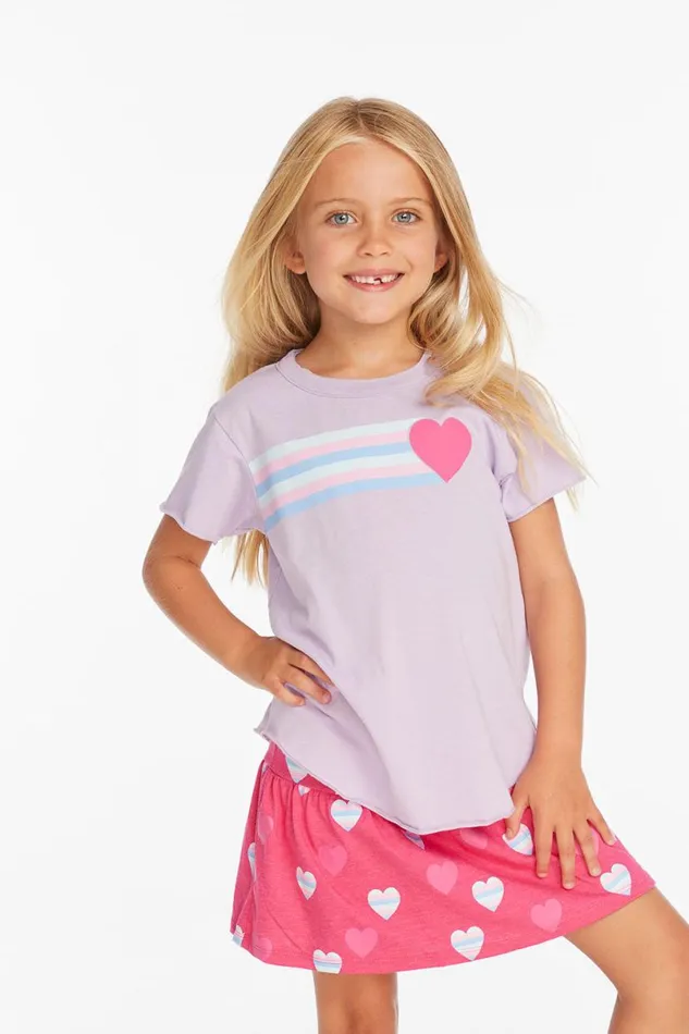 Kids Girls Chaser Brand Stripe Heart Tee