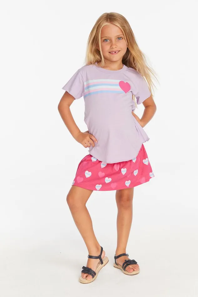 Kids Girls Chaser Brand Stripe Heart Tee