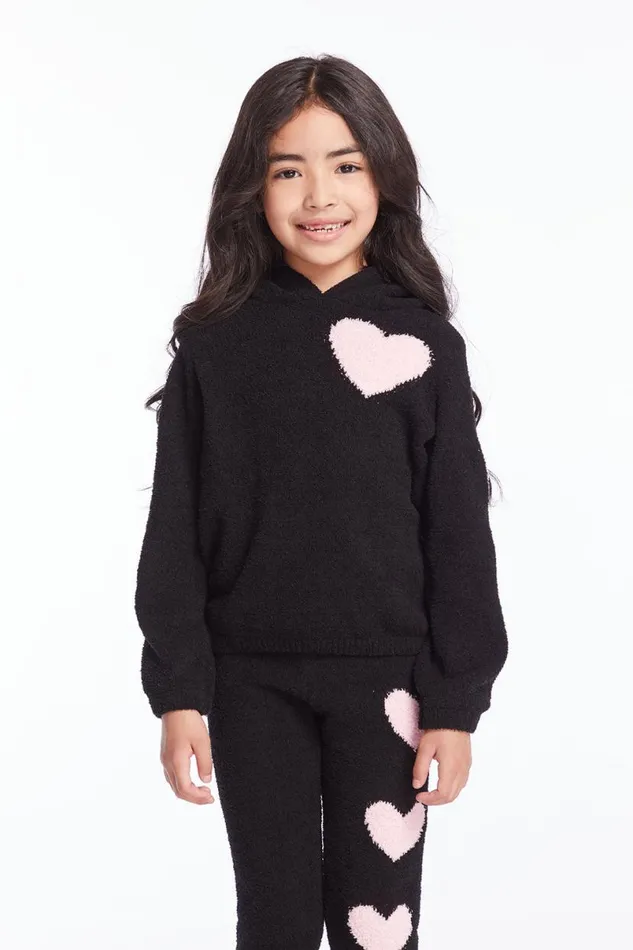 Kids Girls Chaser Brand Sweetie Semi Cropped Shirred Girls Pullover Hoodie